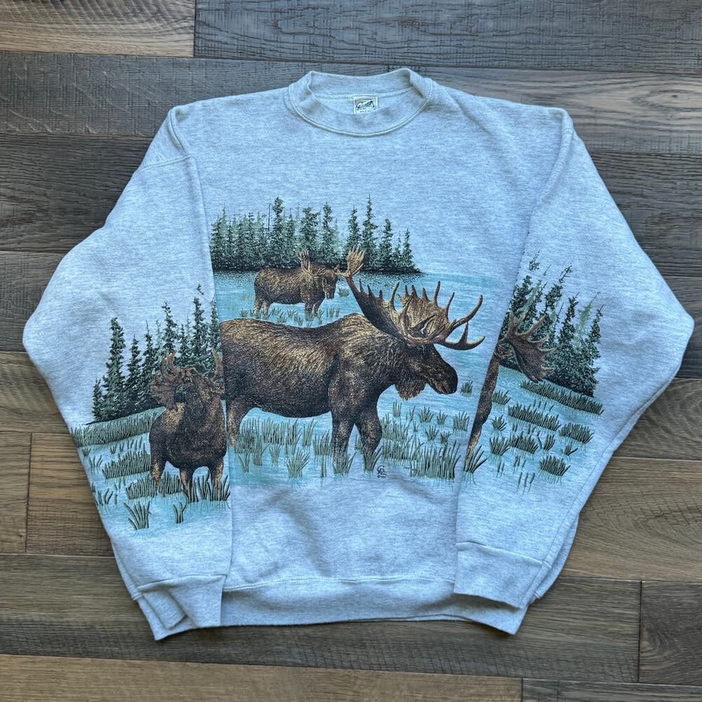 Vintage '90s Northern Exposure Big Print Moose Nature Crewneck